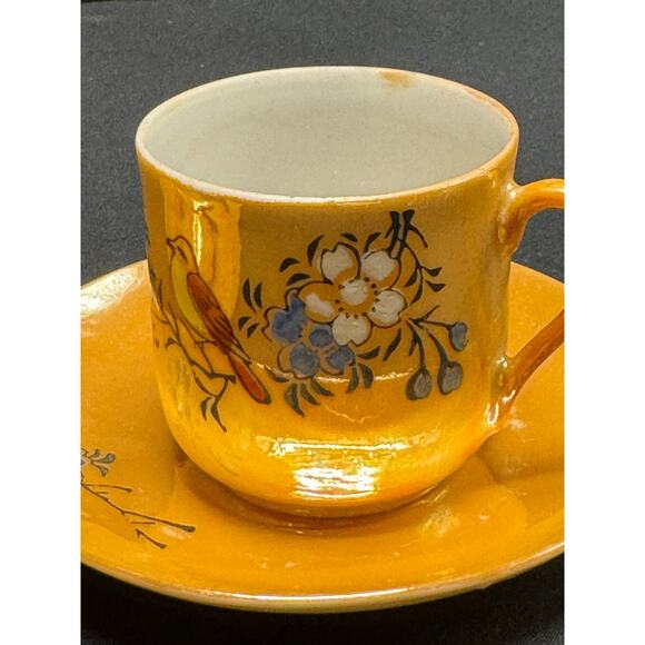 Set of 4 Vintage Hand-Painted Lusterware Demitasse Teacups & Saucers – Japan - Picture 7 of 13